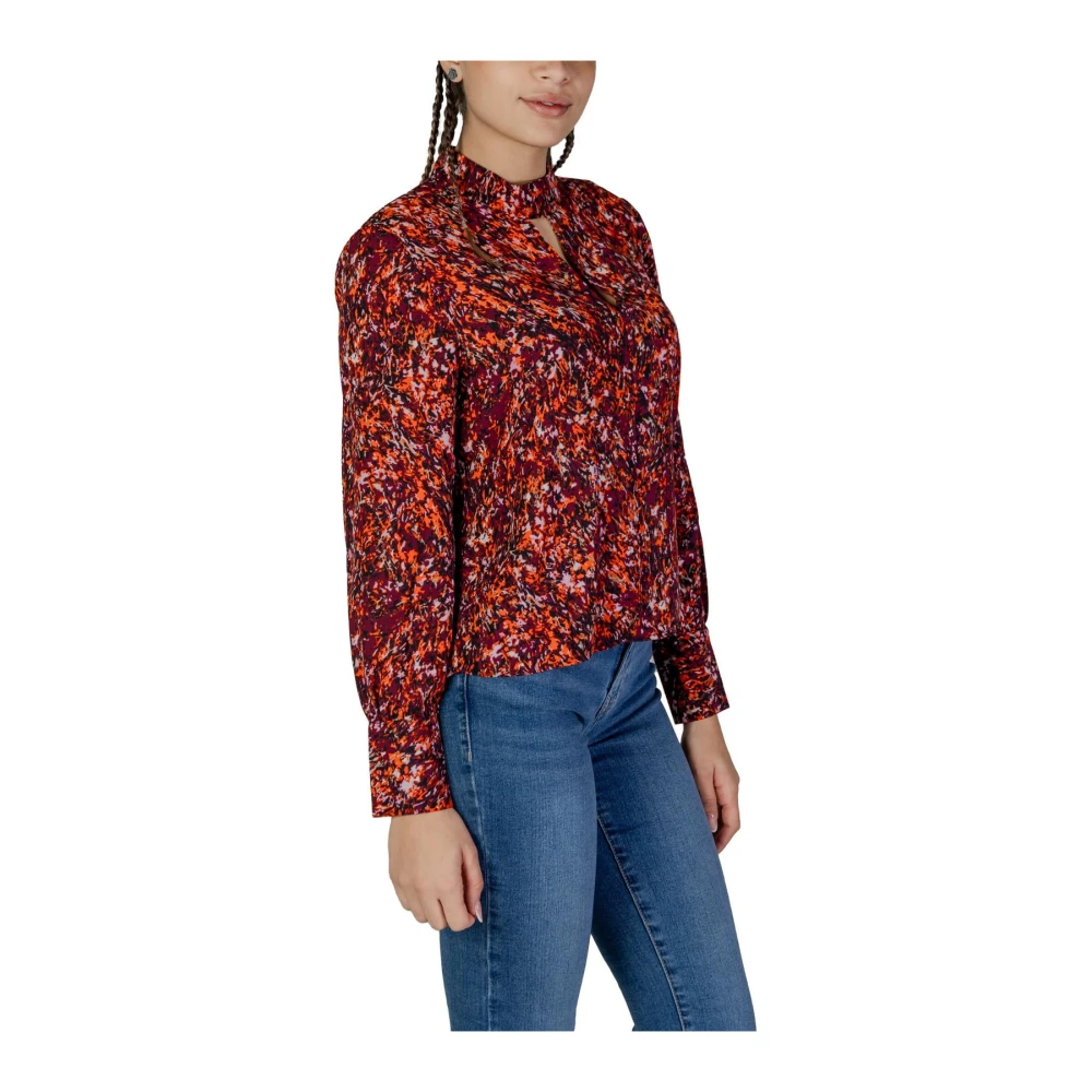 Jacqueline de Yong Abstract Print V-Hals Blouse Multicolor Dames