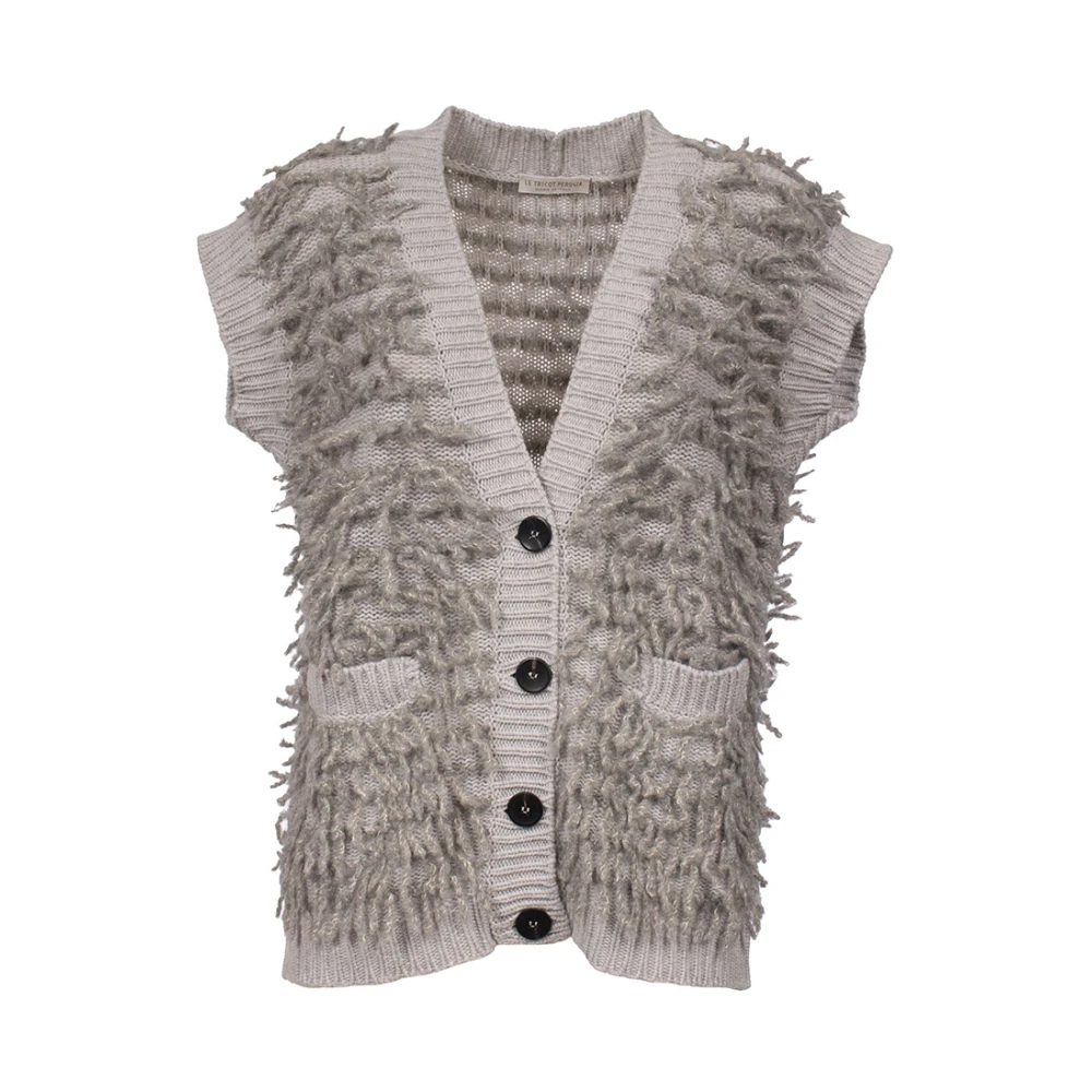 Le Tricot Perugia Mouwloos Wolmix Gebreid Vest Gray Dames