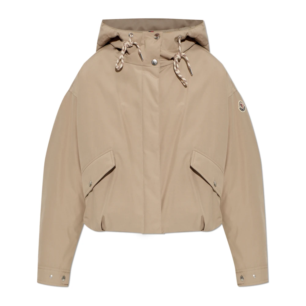 Moncler Beige Down Jackets, Female, M, Eucalyptus Down Jacket With Hood
