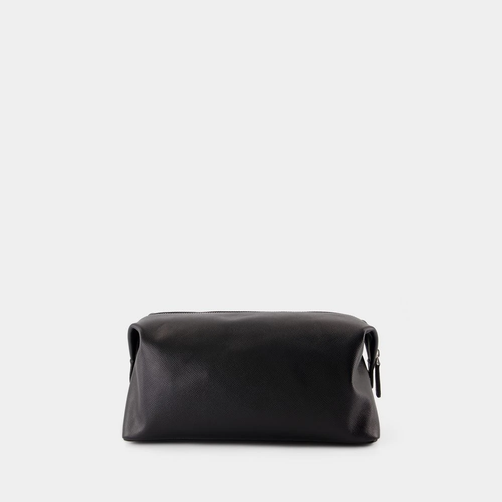 Ami Paris Zwarte Leren Toilettas Magnetische Sluiting Black Dames
