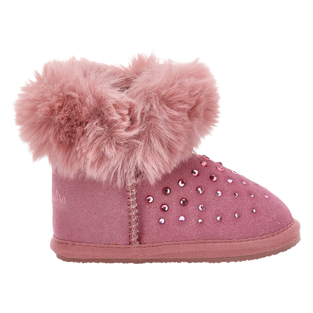 Monnalisa Suede Diamante Boots - Female - Kids Boots - Pink - 25 Eu - Kids