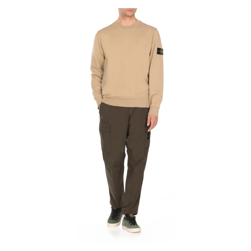 Stone Island Beige Katoenen Sweatshirt met Logopatch Beige Heren