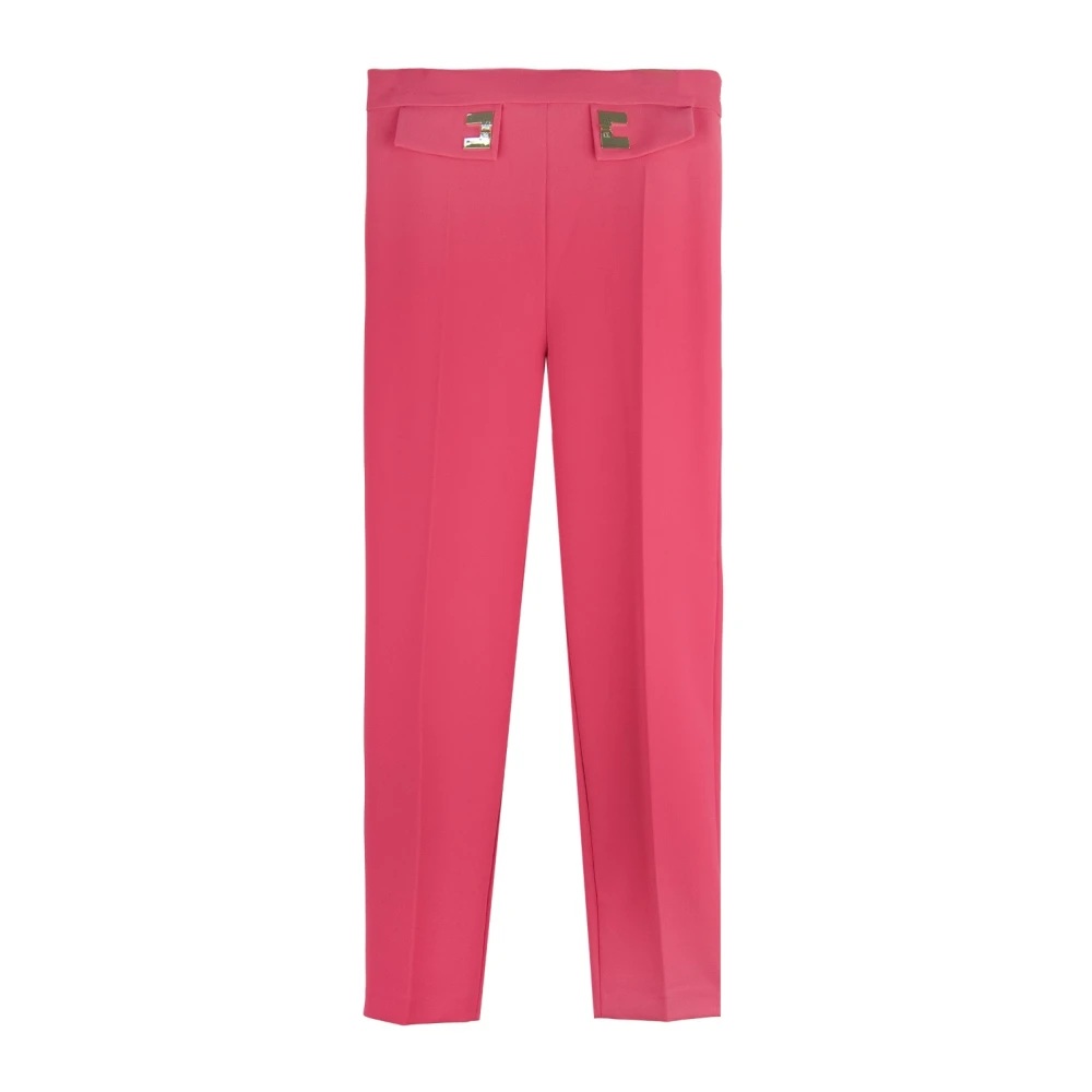 Elisabetta Franchi Guld Dragkedja Tapered Fit Byxor Pink, Dam