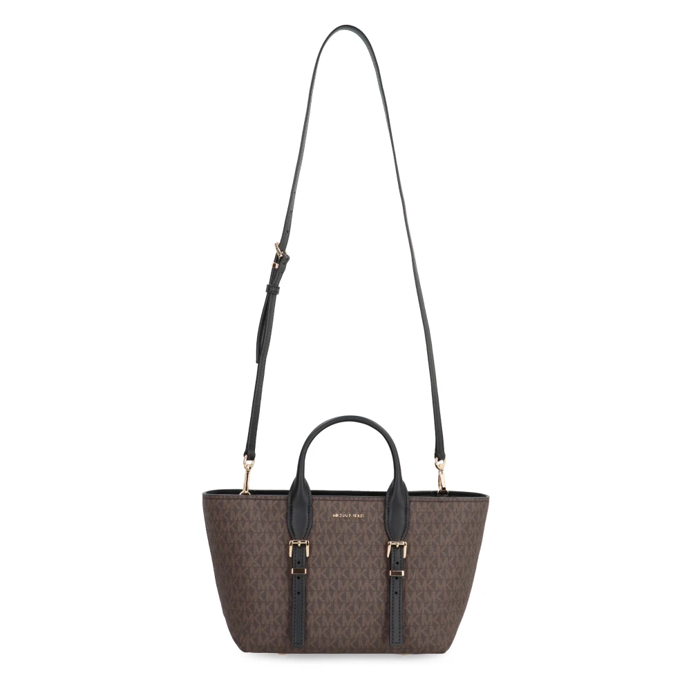Michael Kors Logo Coated Handtas met Schouderband Brown Dames
