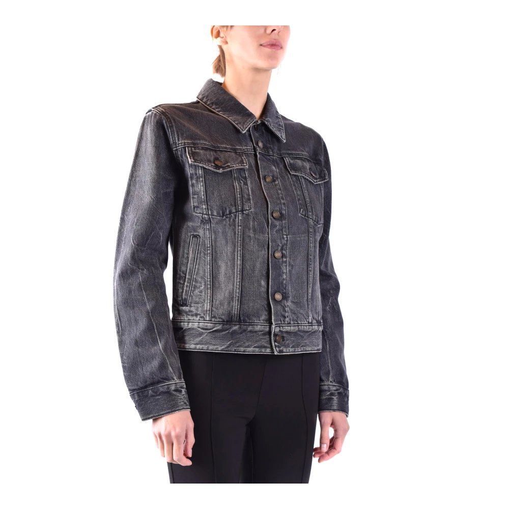 Saint Laurent Denim Blouson Jacket Blue Dames