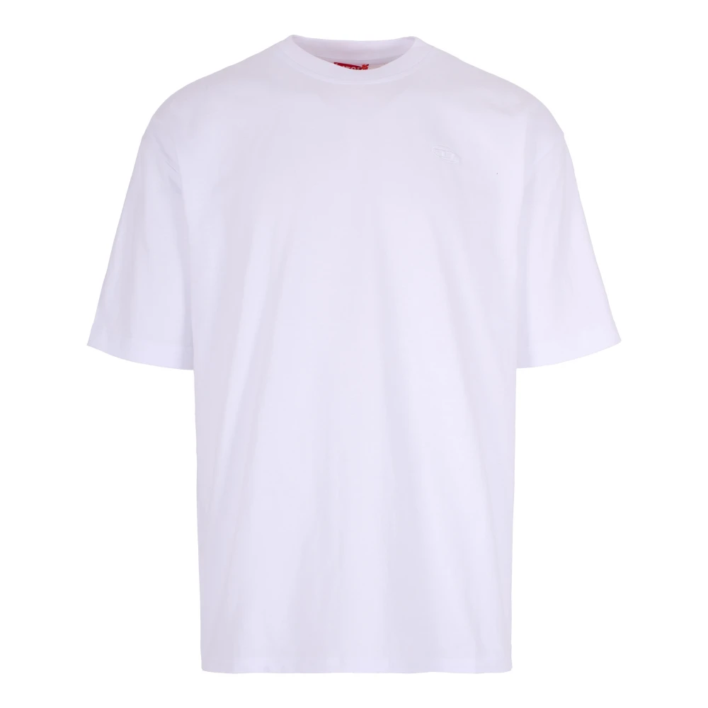 Diesel Mannelijk Wit Tops Heren, M, Katoen, Boggy Megoval T-Shirt
