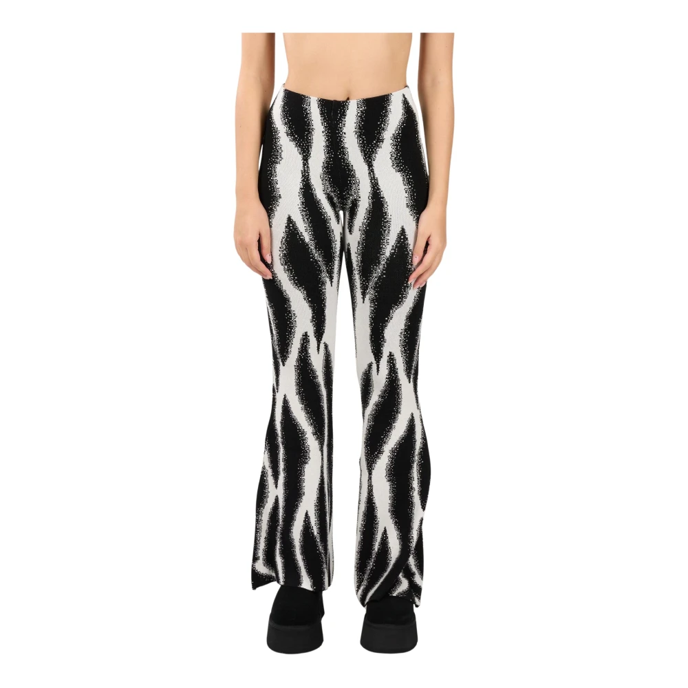 Akep Dierenprint Gebreide Flare Broek White Dames