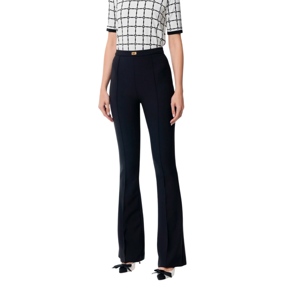 Elisabetta Franchi Wijde Cropped Broek Black Dames