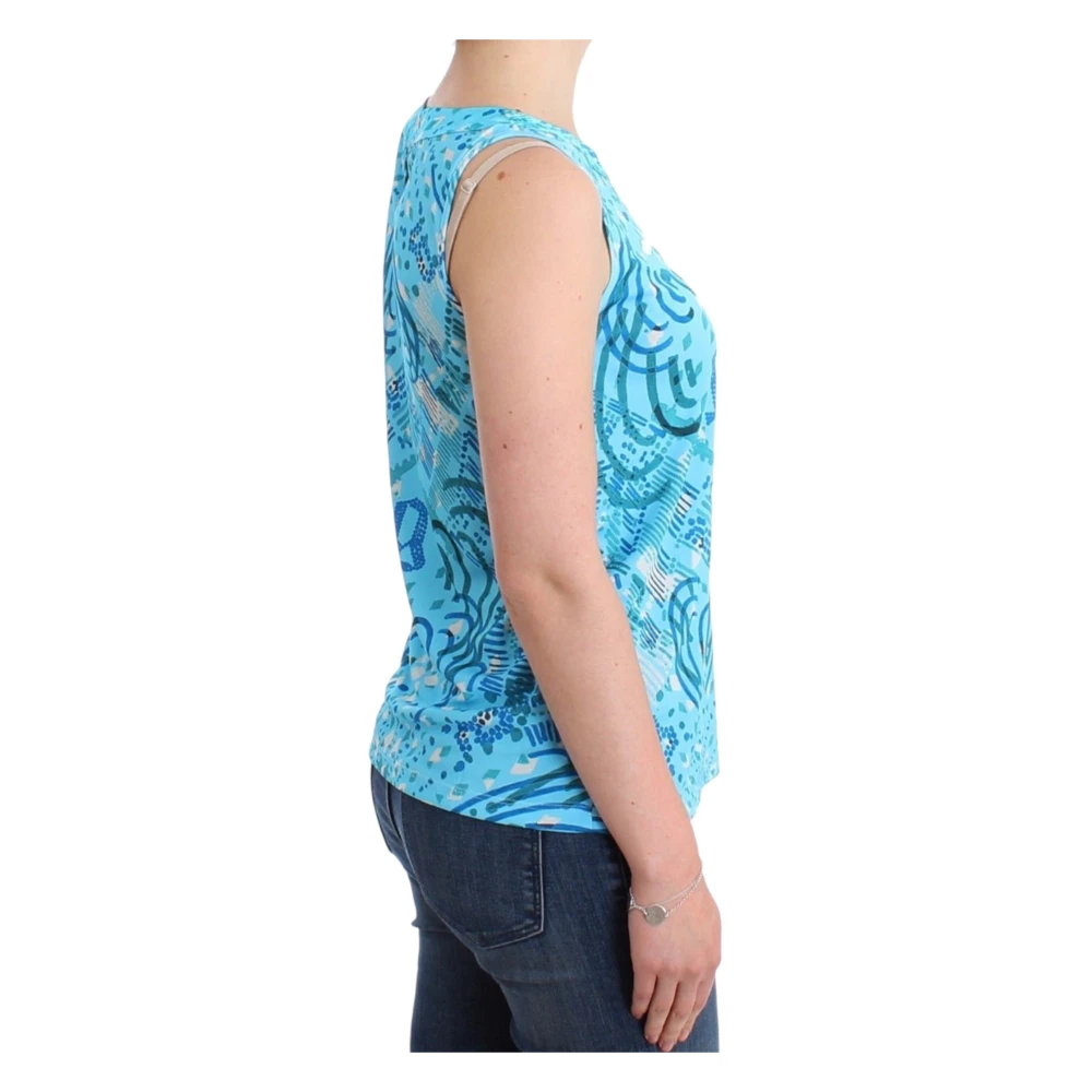 John Galliano Elegante Mouwloze Top met Zijdedetails Blue Dames