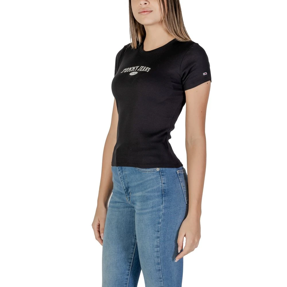 Tommy Jeans Zwarte Katoenen Tops & T-Shirt Collectie Black Dames
