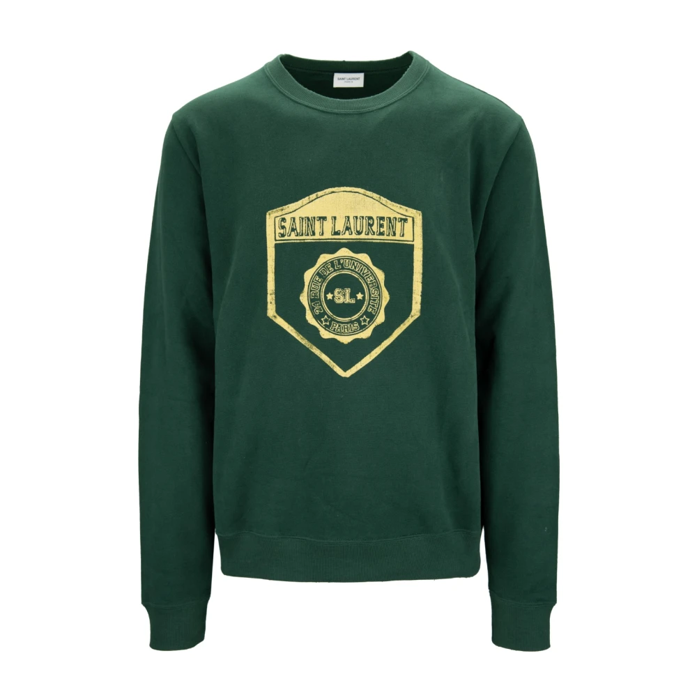 Saint Laurent Pullover Sweatshirt met Merkprint Green Heren