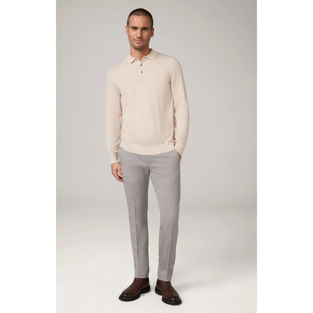 Joop! Lichtbeige wollen trui polostijl Beige Heren