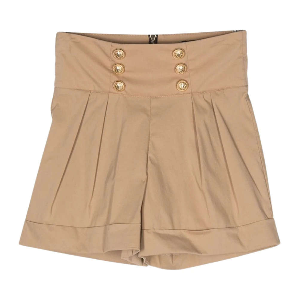 Balmain Beige High Waist Barn Shorts Beige, Flicka