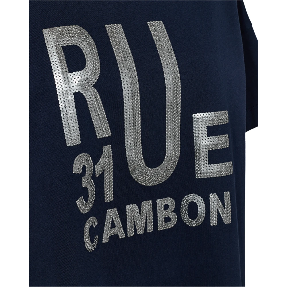 Freequent Blauwe pailletten T-shirt Blue Heren
