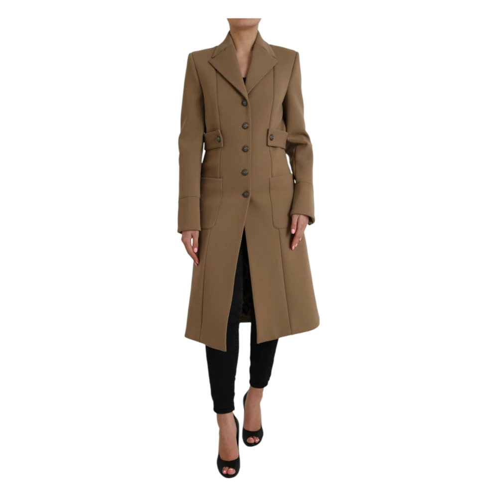 Dolce & Gabbana Bruine Knoopsluiting Trenchcoat Jas Brown Dames