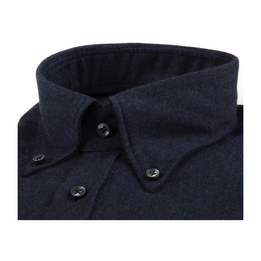 Stenströms Blauwe Twill Overhemd met Parelmoerknopen Blue Heren