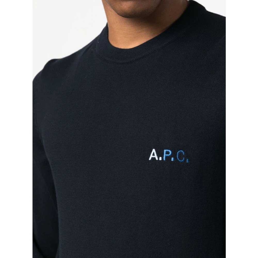 A.p.c. Geborduurd Logo Sweatshirt Blue Heren