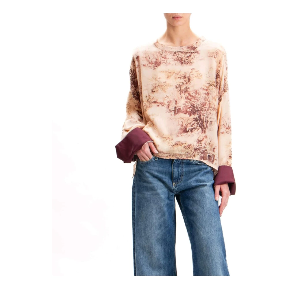 Souvenir Fantasie Print Beige Blouse Multicolor Dames