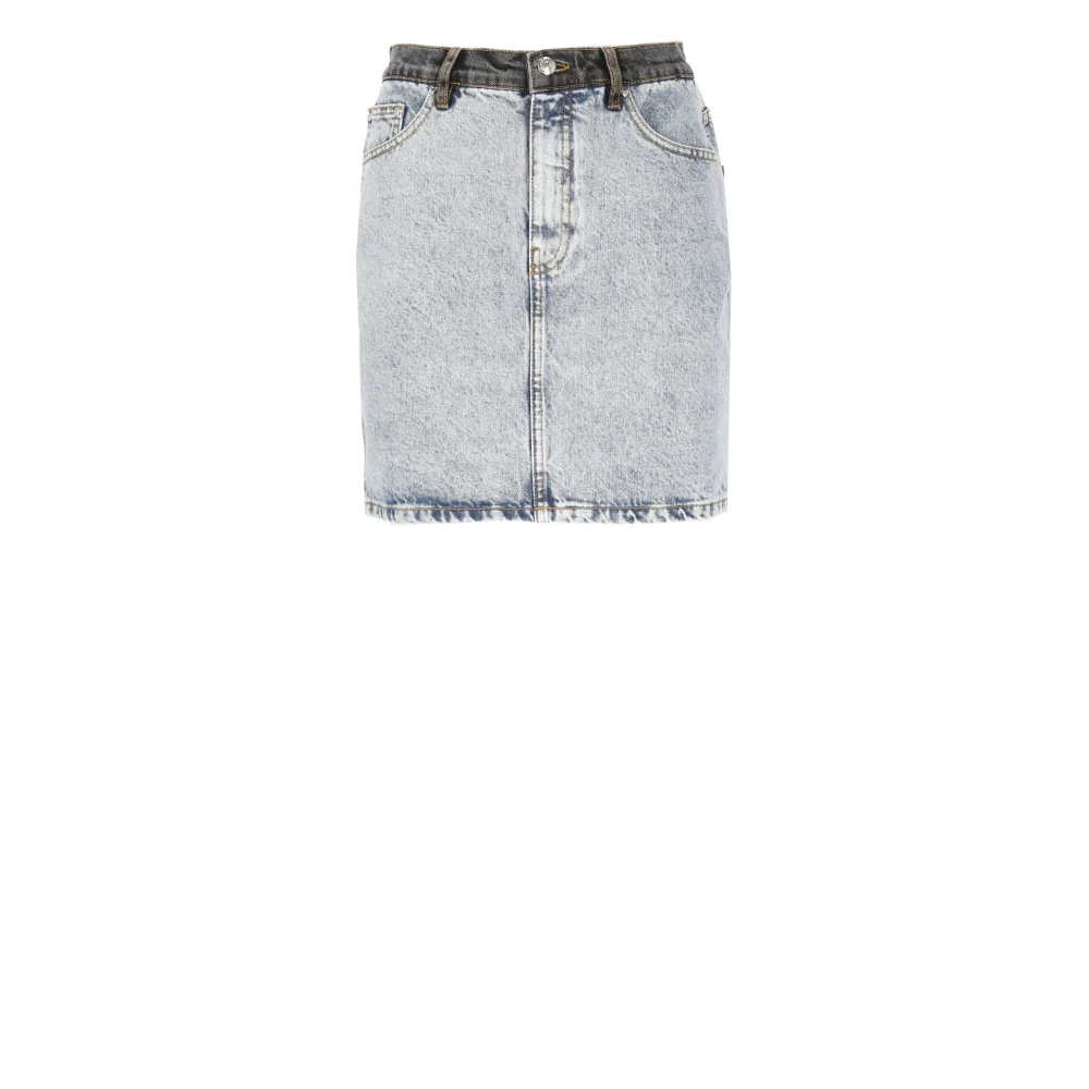 Rotate Birger Christensen Lichtblauwe Katoenen Rok met Zakken Blue Dames