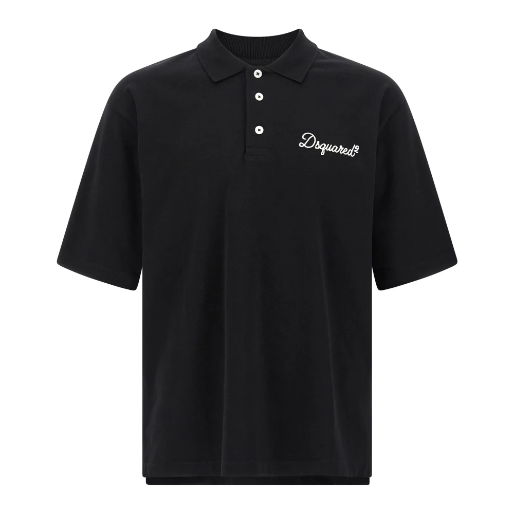 Dsquared2 Black Polo Shirts, Male, 2XL, Tennis Fit Polo Shirt