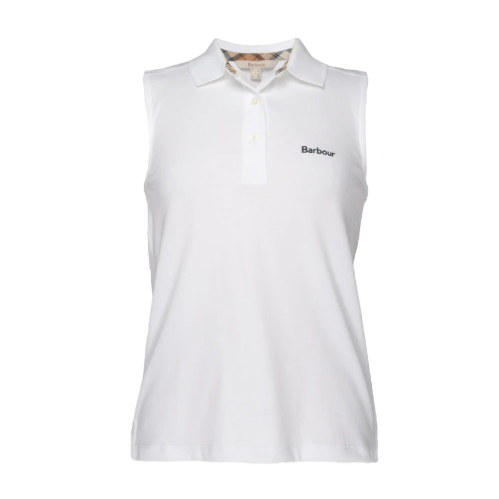 Barbour White Sleeveless Tops, Female, L, Bowford Sleeveless Polo Top