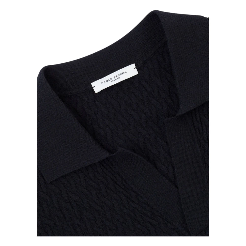 Paolo Pecora Zwarte katoenen T-shirt met diagonaal motief Black Heren