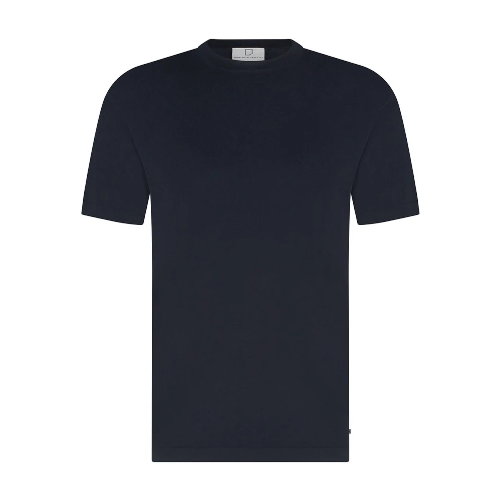 Born With Appetite Gebreide Merino T-shirt Korte Mouw Blue Heren