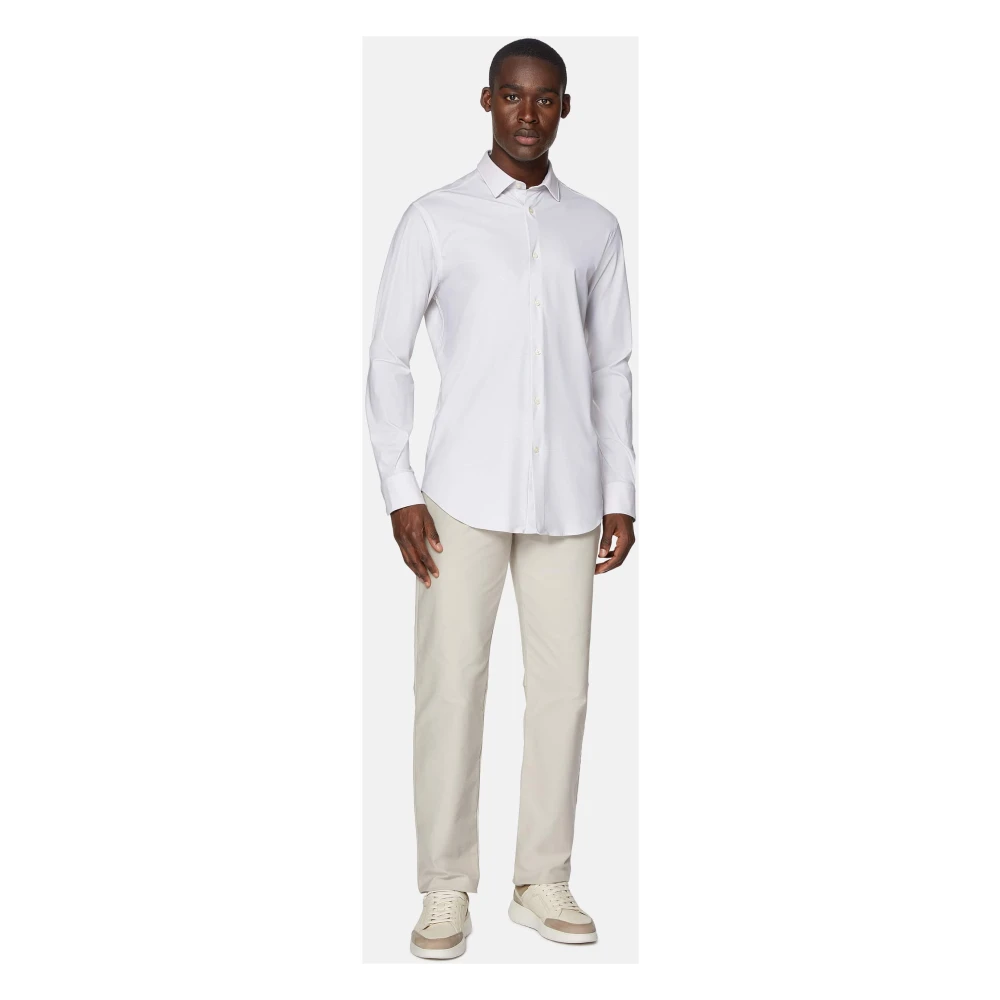 Boggi Milano Slim Fit Stretch Nylon Shirt Beige Heren