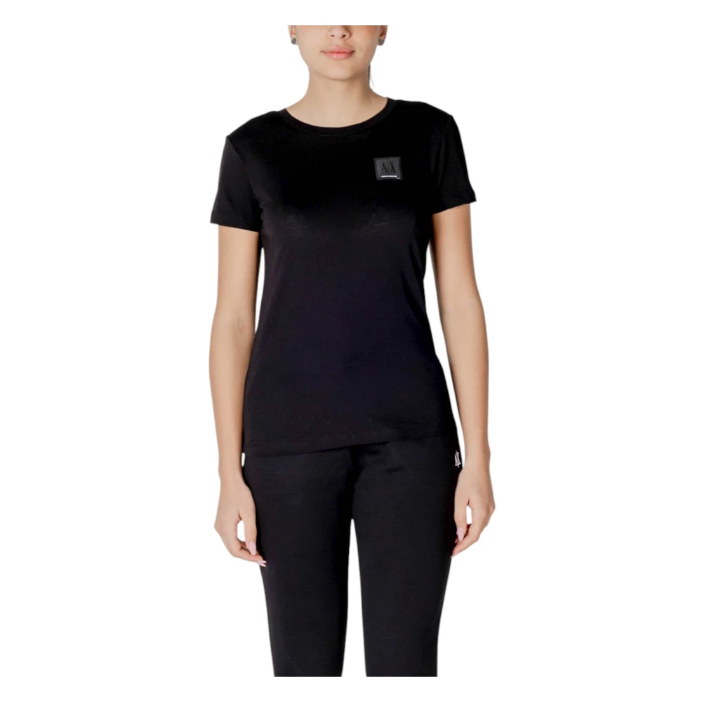 Armani Exchange Women's Black Round Neck Short Sleeve T-Shirt