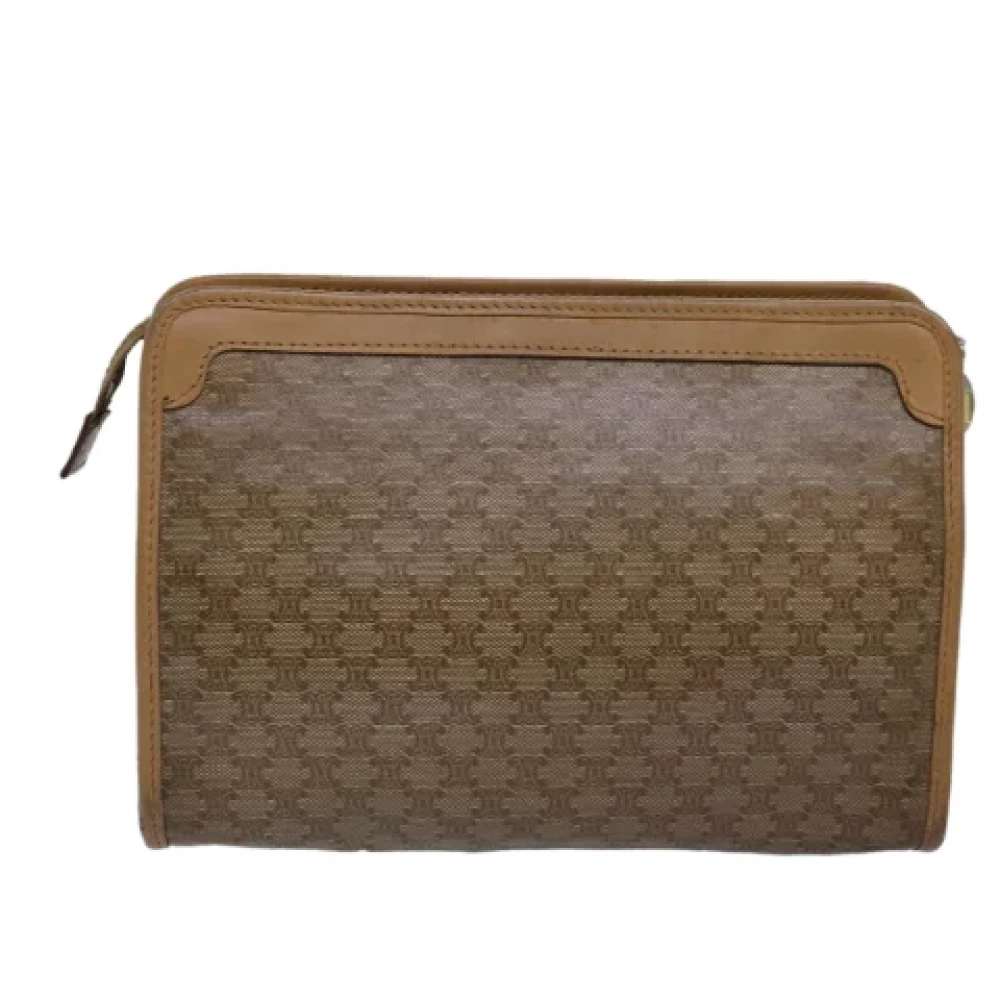 Celine Vintage Pre-owned Canvas clutches Beige Dames