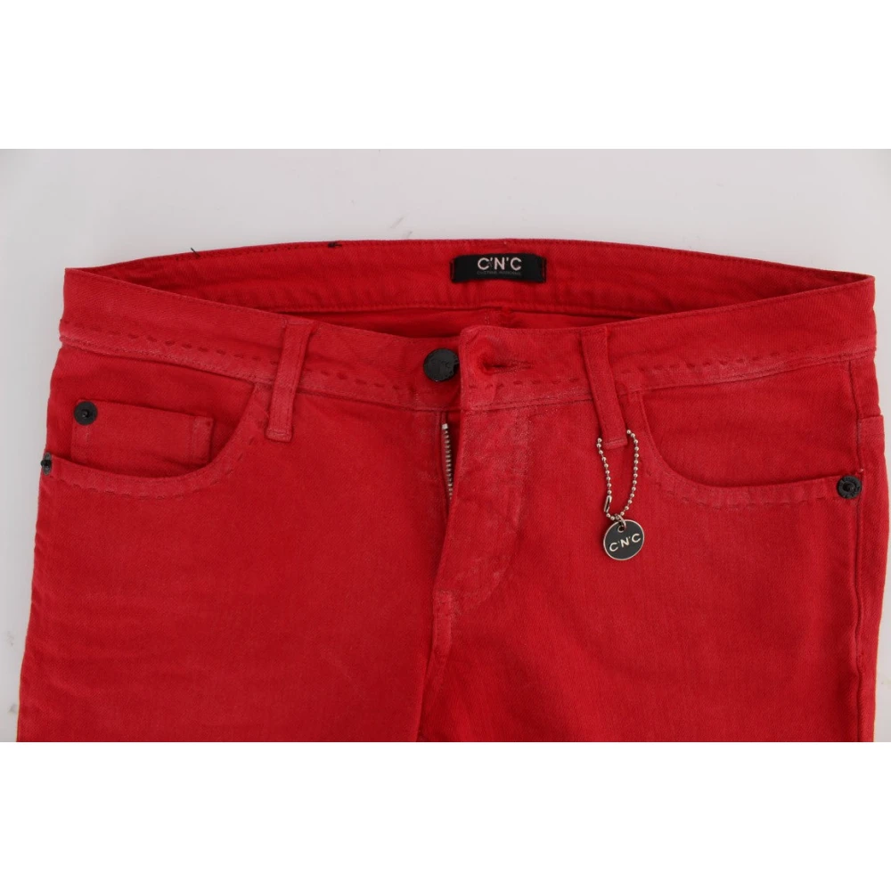 Costume National Rode Slim Fit Jeans Red Dames