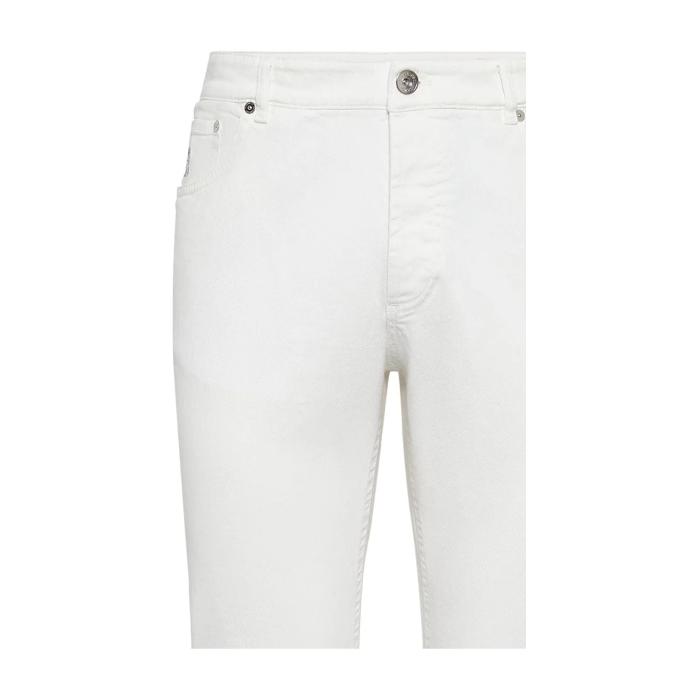 BRUNELLO CUCINELLI Witte Denim Straight-Leg Jeans White Heren