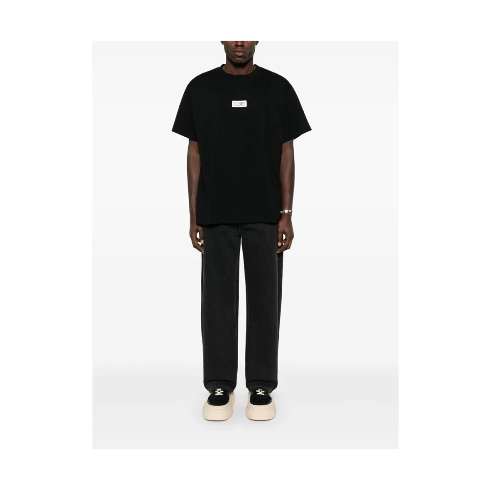 MM6 Maison Margiela Zwart Handtekening Logo Ronde Hals T-shirt Black Heren