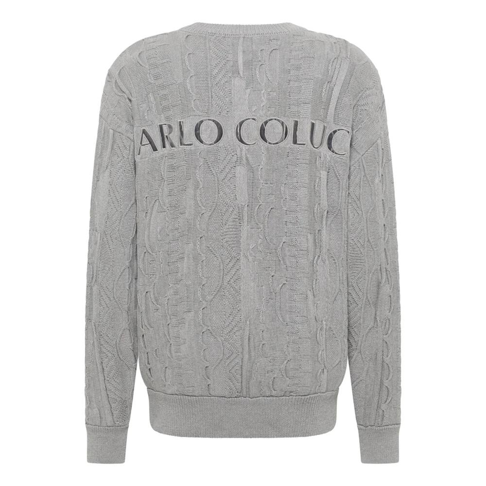 carlo colucci Geborduurde Gebreide Trui Gray Heren
