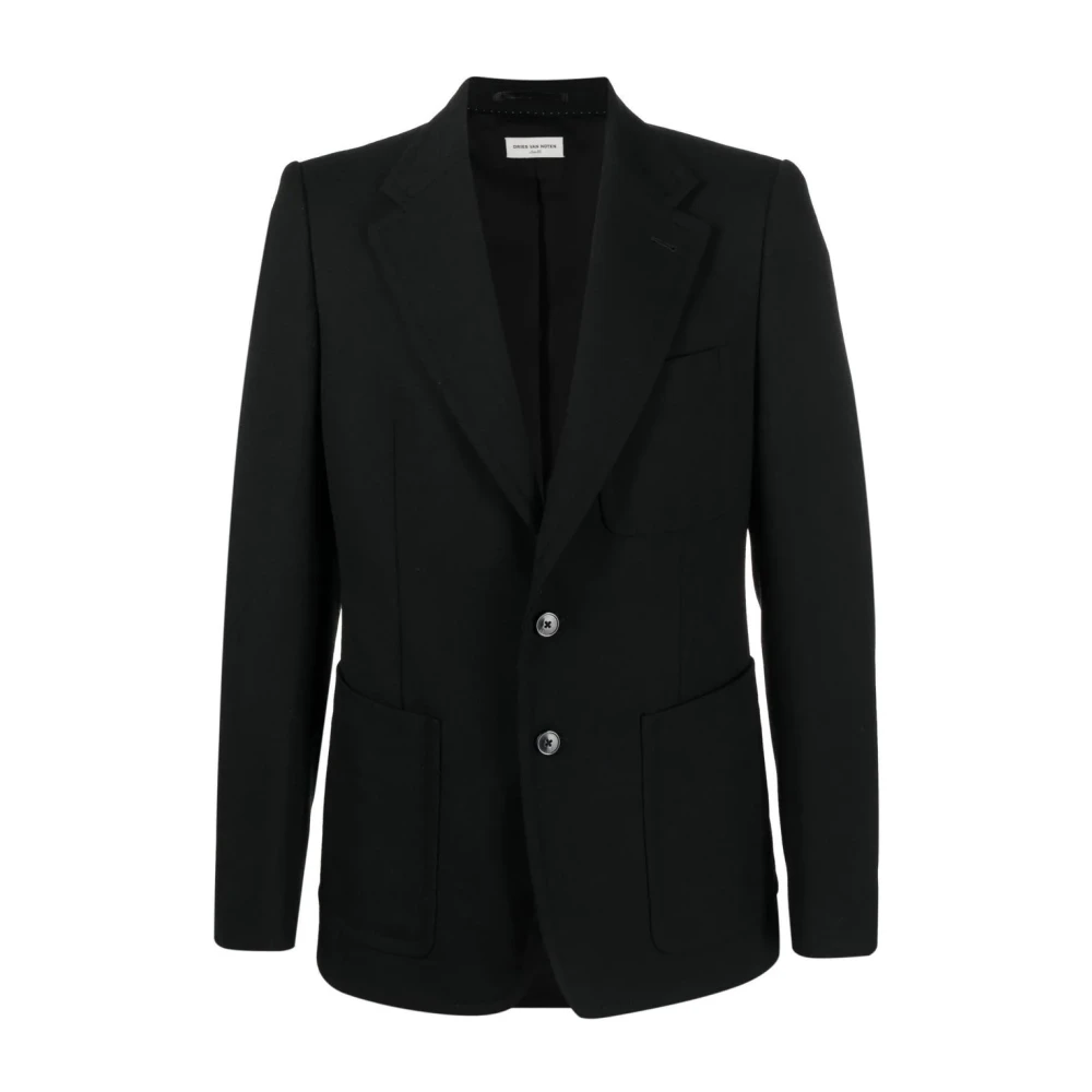 Dries Van Noten Zwarte Blazey Stijlvolle Modieuze Jas Black Heren