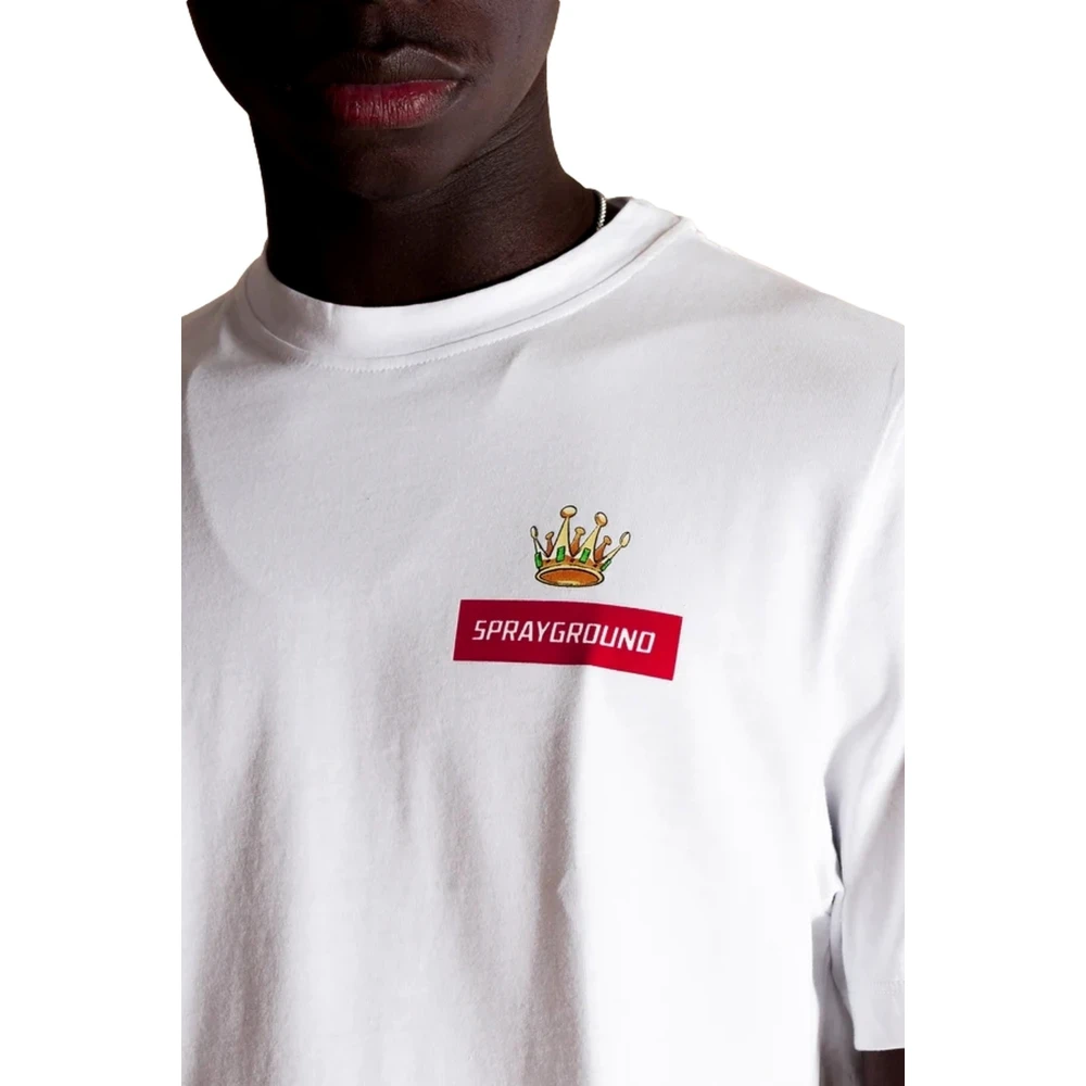 Sprayground Witte Astromane Jump Tee Shirt White Heren
