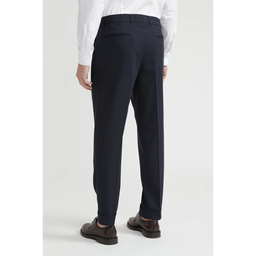 PESERICO Wol en zijde satijnen klassieke broek Blue Heren