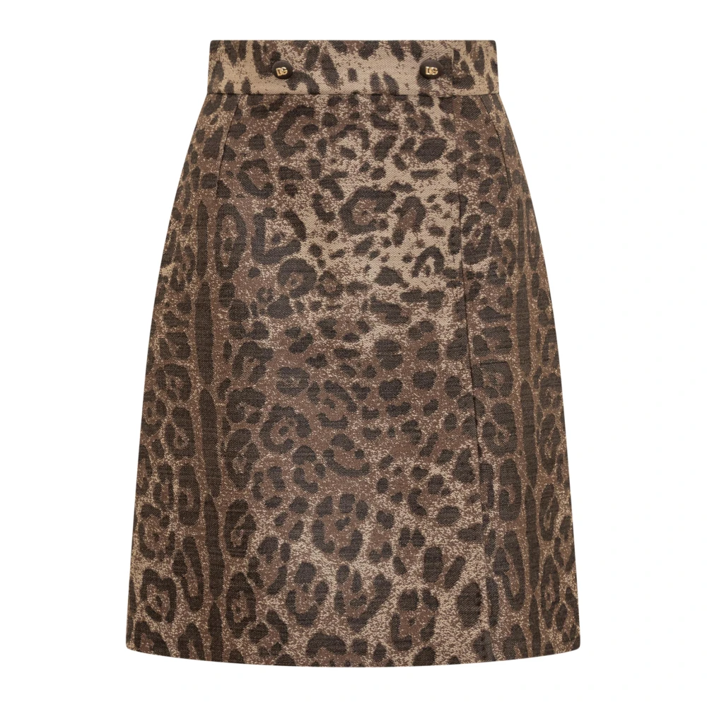 Dolce & Gabbana Leopard Print Short Skirt Brown Dames