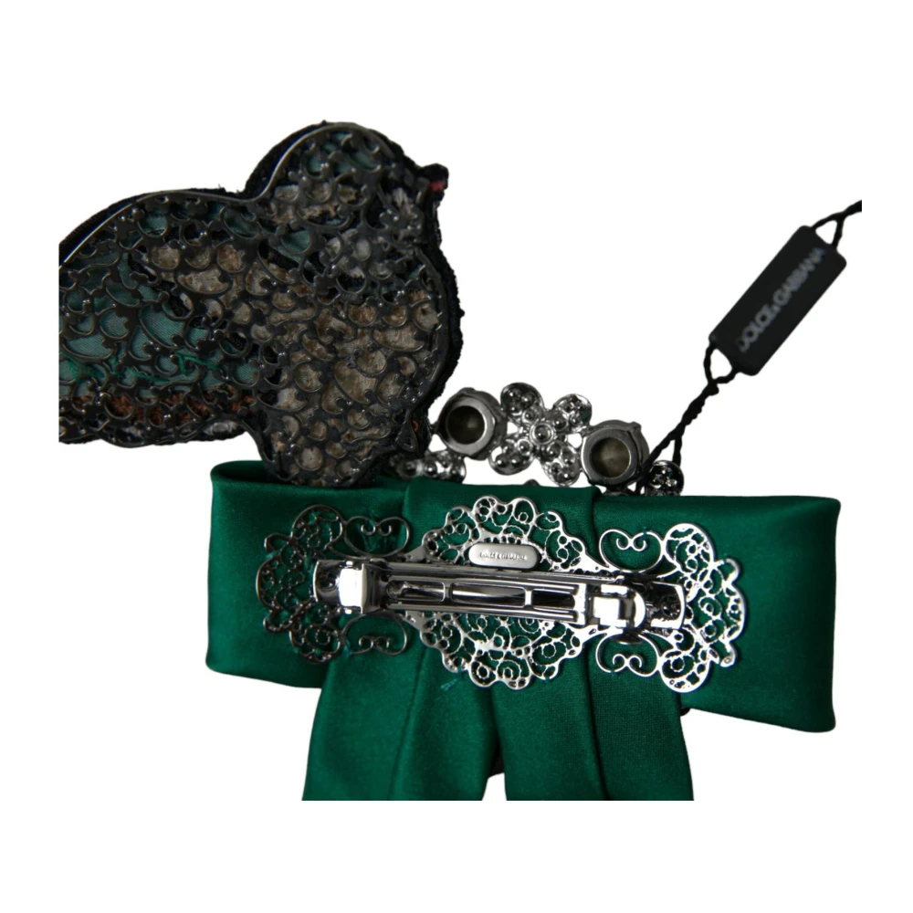 Dolce & Gabbana Kristal Satijn Vogel Haarklem Green Dames