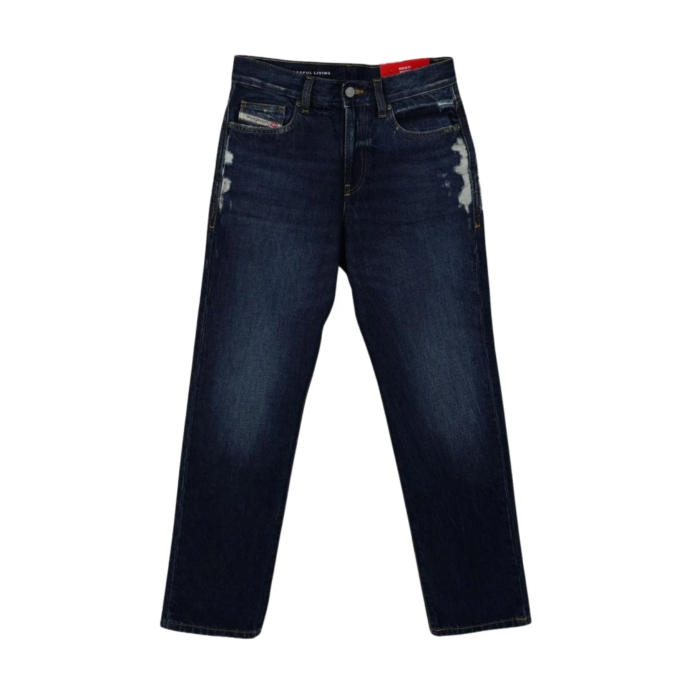 Diesel Unisex Blue Denim Regular Fit Solid Jeans