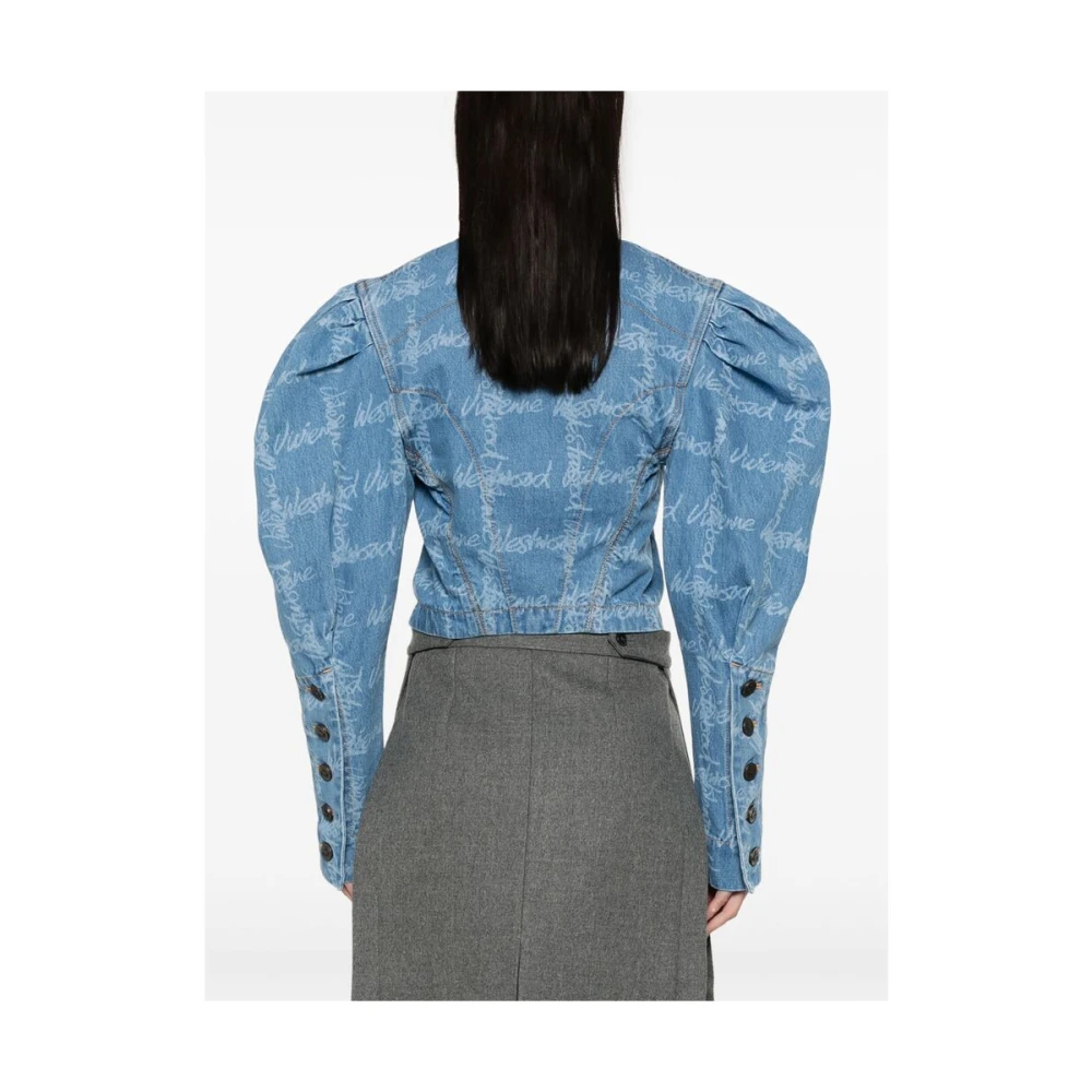 Vivienne Westwood Blauwe Logo Print Buitenkleding Jas Blue Dames