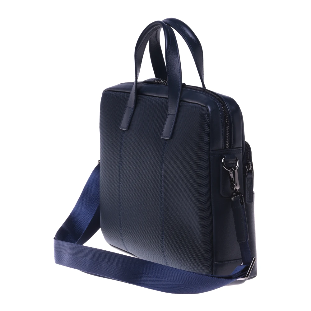 Baldinini Professional bag in blue leather and nylon Blue Heren