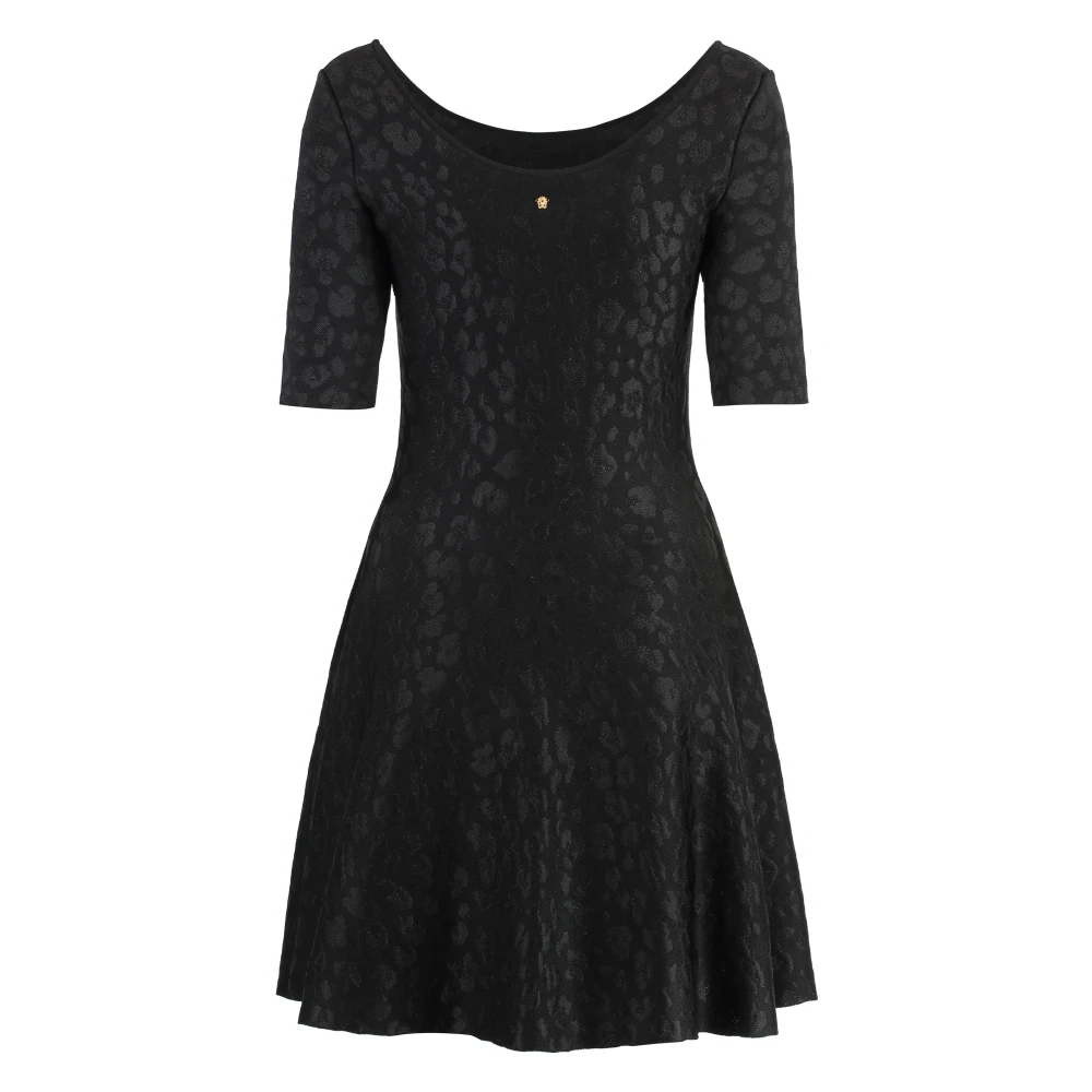 Versace Black Short Dresses, Female, S, Jacquard Knit Mini-Dress