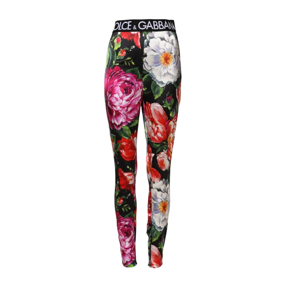 Dolce & Gabbana Femme Multicolor Pantalons, E, Taille: 36 Fr Legging Floral Avec Taille Stretch