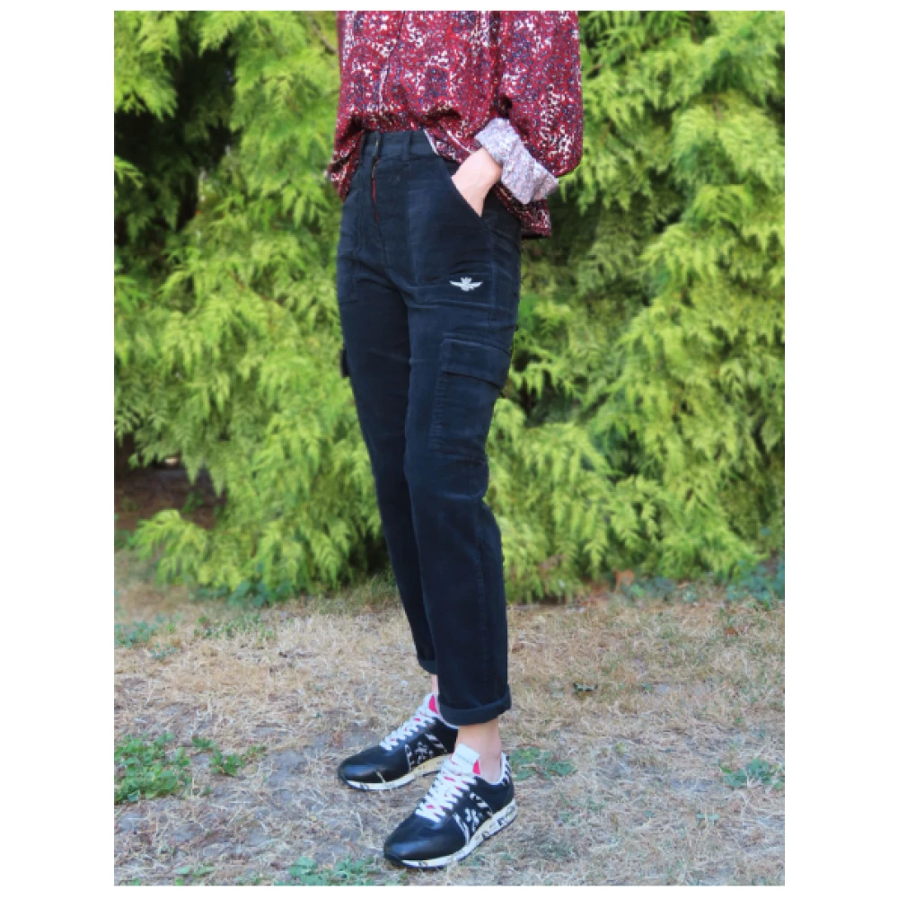 aeronautica militare Cargo Velours Broek Zwart Black Dames