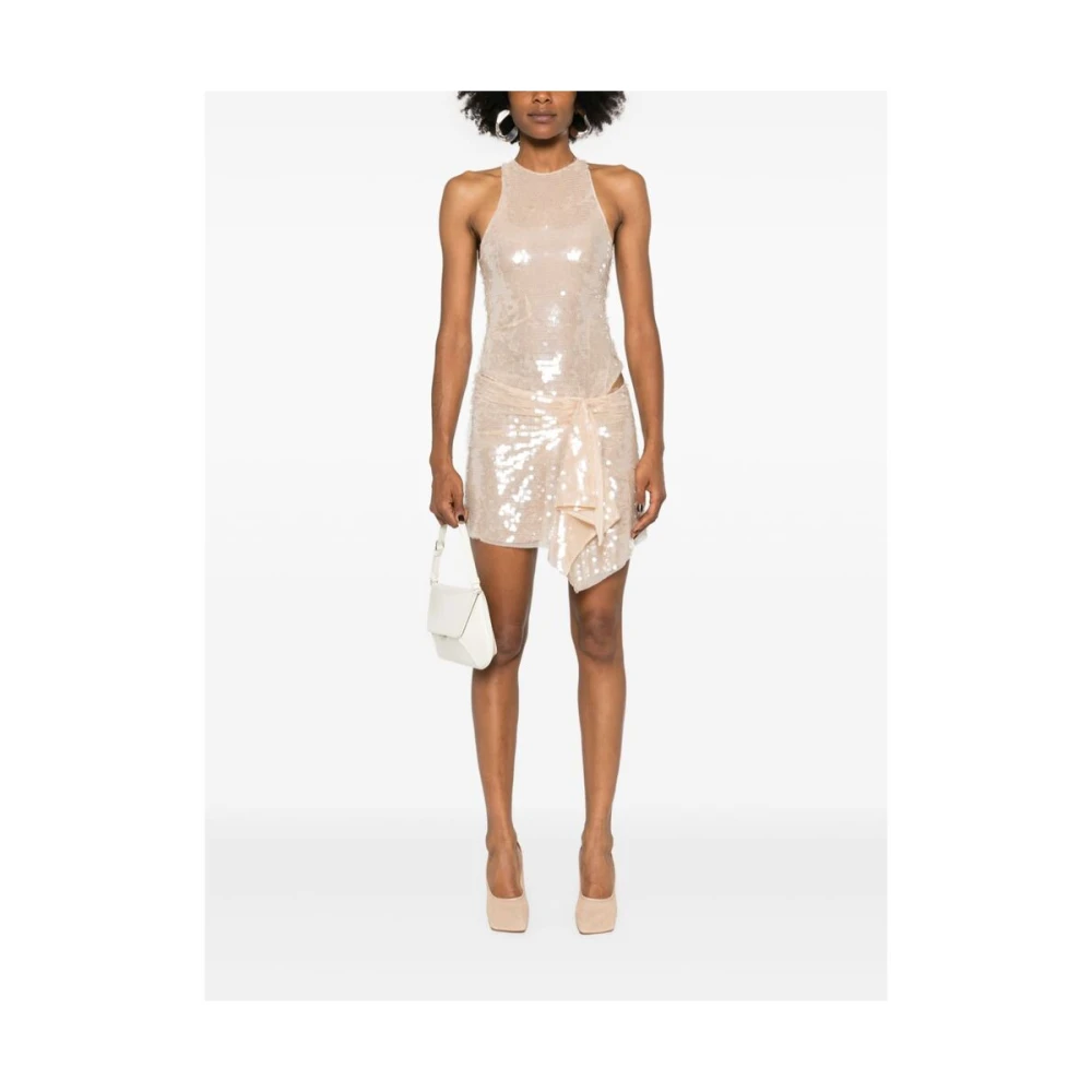 The Attico Crèmewitte Pailletten Jurk Beige Dames