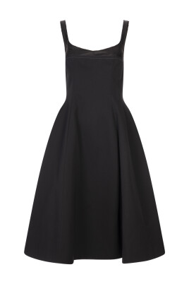 black-square-sleeveless-flared-dress