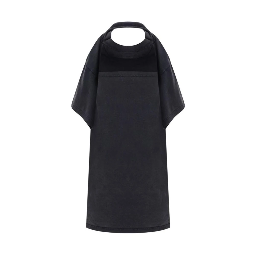 Balenciaga Iconische Monogram Katoenen Jurk met Blote Schouders Black Dames