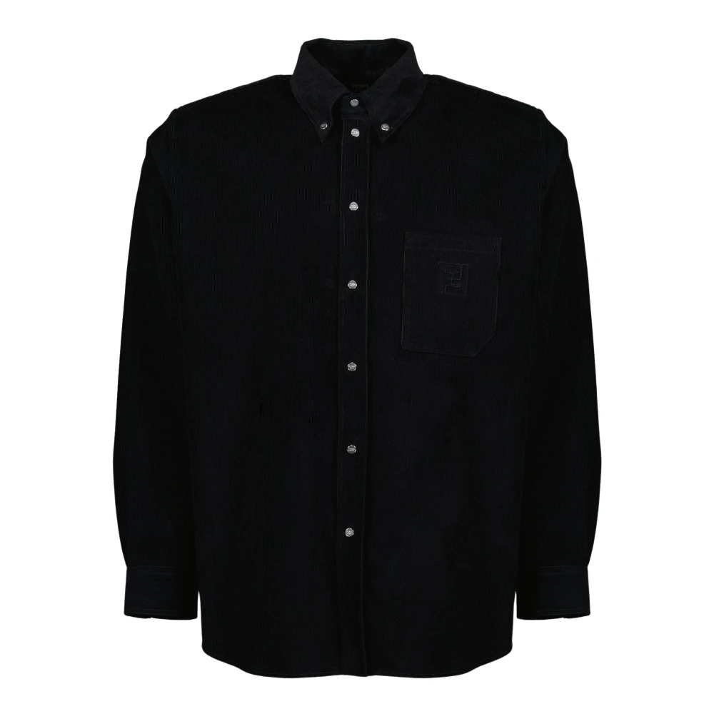 Fendi Men's Black Casual Shirts, L, Needlecord Shirt