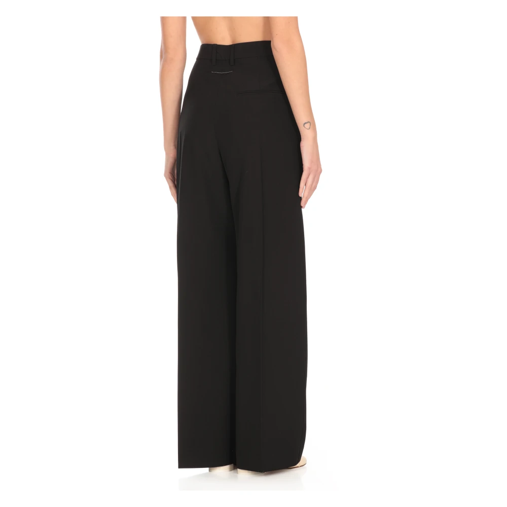 MM6 Maison Margiela Zwarte wollen broek met knoopsluiting Black Dames